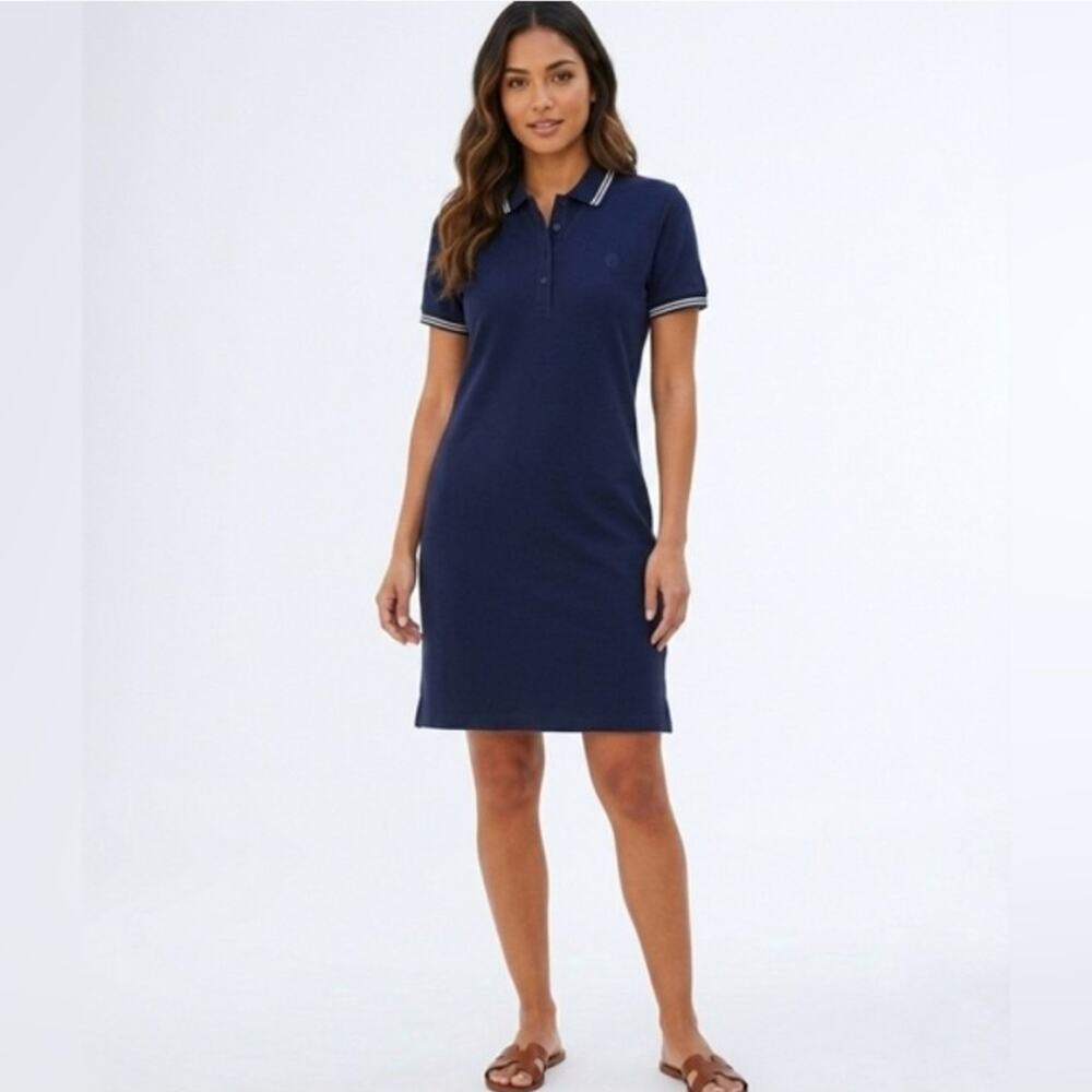 *Flaw* VICTORIA'S SECRET Pink Navy Collared Pique Polo Dress - Size XLarge - NWT